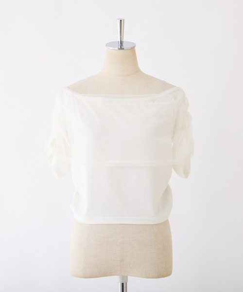 one after another NICE CLAUP(ワンアフターアナザーナイスクラップ)の「チュールオフショルトップス(Tシャツ/カットソー・レディース・オフホワイト/モカ/ベージュ/グレー・FREE)」の15枚目の写真
