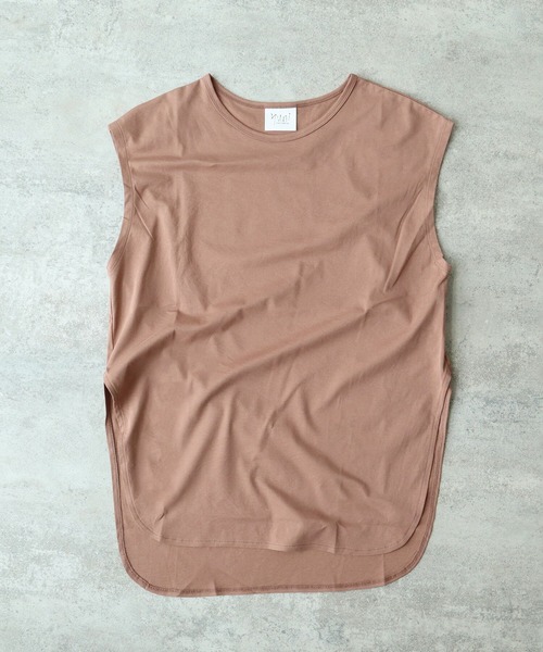 yuni(ユニ )の「80/- スムース水起毛 フレンチスリーブプルオーバー(Tシャツ/カットソー・レディース・ホワイト/ブラウン/ブラック/グリーン・FREE)」の3枚目の写真