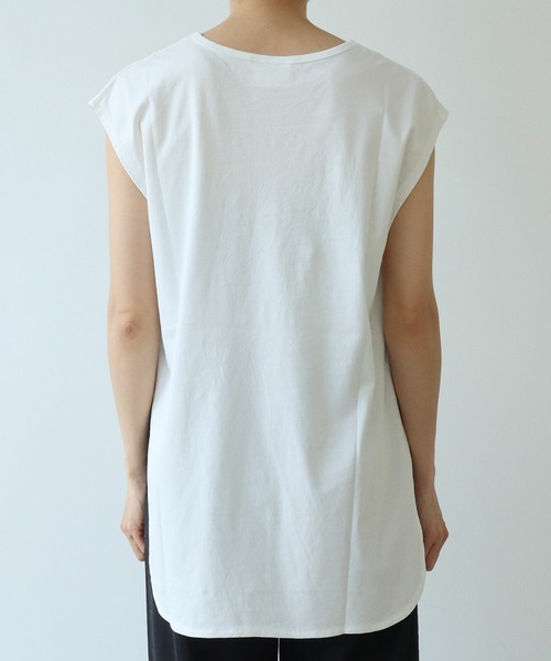 yuni(ユニ )の「80/- スムース水起毛 フレンチスリーブプルオーバー(Tシャツ/カットソー・レディース・ホワイト/ブラウン/ブラック/グリーン・FREE)」の7枚目の写真