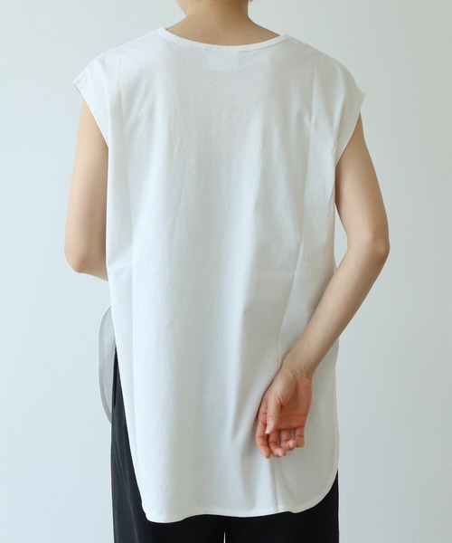 yuni(ユニ )の「80/- スムース水起毛 フレンチスリーブプルオーバー(Tシャツ/カットソー・レディース・ホワイト/ブラウン/ブラック/グリーン・FREE)」の11枚目の写真