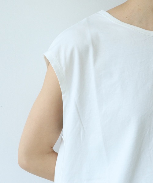 yuni(ユニ )の「80/- スムース水起毛 フレンチスリーブプルオーバー(Tシャツ/カットソー・レディース・ホワイト/ブラウン/ブラック/グリーン・FREE)」の5枚目の写真