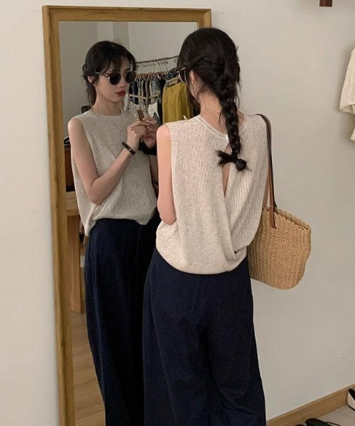 新品未使用　マルニ　ノースリーブニット MARNI マルニ Tシャツ・カットソー 38(S位) 黒xピンクx茶系