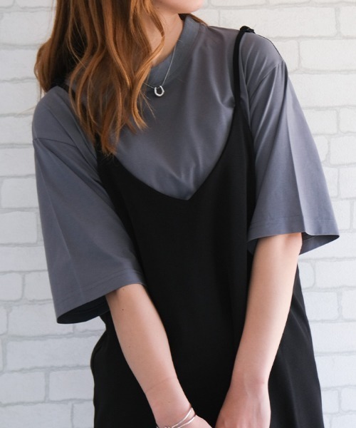 aquagarage(アクアガレージ)の「接触冷感オーバーサイズTシャツ(Tシャツ/カットソー・レディース・ブラック/オフホワイト/チャコール・FREE)」の10枚目の写真