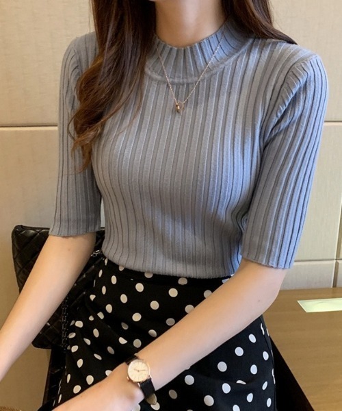 Beststore(ベストストア)の「ハイネック サマーニット(ニット/セーター・レディース・ブラック/ブルー/イエロー/ホワイト/レッド/グリーン・FREE)」の4枚目の写真