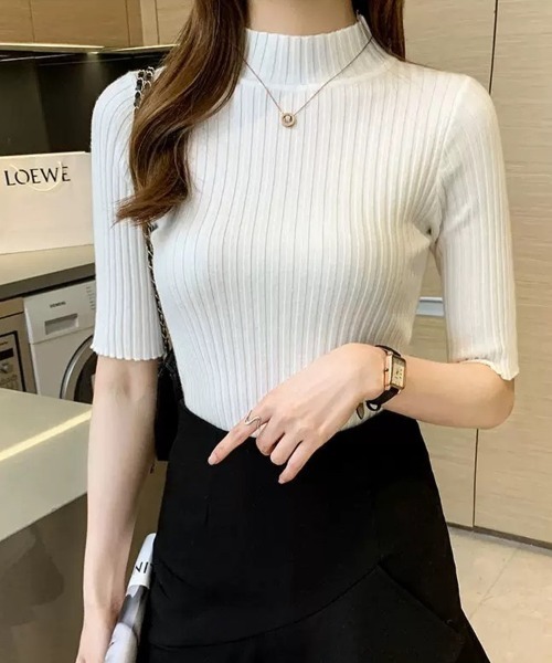 Beststore(ベストストア)の「ハイネック サマーニット(ニット/セーター・レディース・ブラック/ブルー/イエロー/ホワイト/レッド/グリーン・FREE)」の11枚目の写真