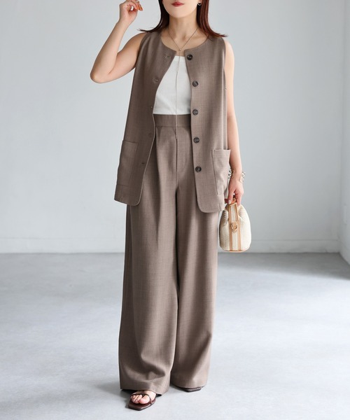 Riberry（リベリー）の「ノーカラーベスト×タックワイドパンツセットアップ（セットアップ・レディース・ブラック/ブラウン・FREE）」の17枚目の写真