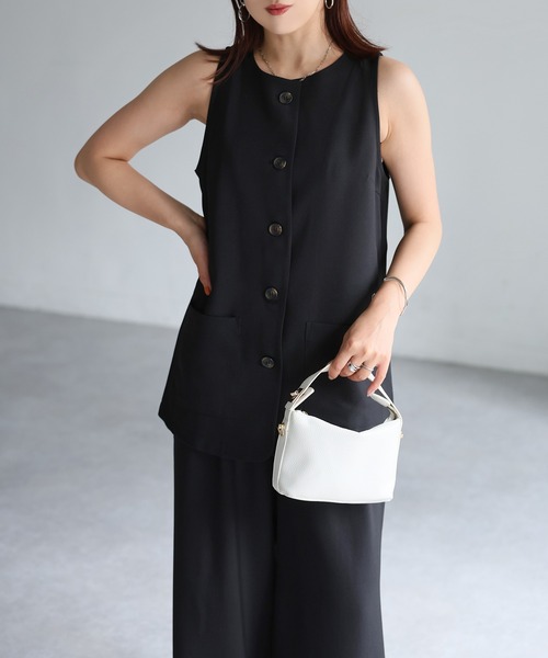 Riberry（リベリー）の「ノーカラーベスト×タックワイドパンツセットアップ（セットアップ・レディース・ブラック/ブラウン・FREE）」の20枚目の写真