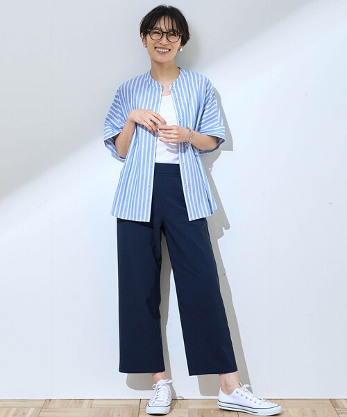 DECOY SINCE 1981（デコイシンスイチキュウハチイチ）の「【シワになりにくい】バンドカラーリネンブラウス（シャツ/ブラウス・レディース・サックスブルー/ブルー・9号/11号/13号）」の14枚目の写真