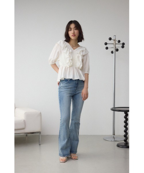 ブラウス シャツ ラッフルショルダーブラウス レディース AZUL BY MOUSSY ブラウス シャツ ラッフルショルダーブラウス