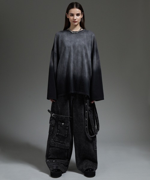 cussil（クシル）の「【cussil/クシル】【12oz】 ルーズシルエットアシンメトリーサスペンダーカーゴデニムパンツ（デニムパンツ・メンズ・ブラック・L/M/S）」の17枚目の写真
