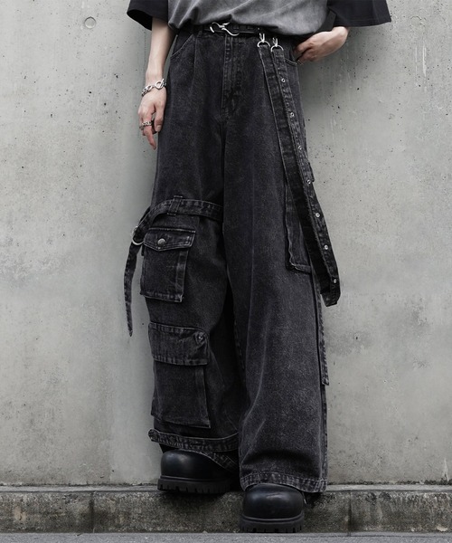 オシャレ アシンメトリー ルーズ デニムパンツ cussil/クシル】【12oz】 ルーズシルエットアシンメトリー