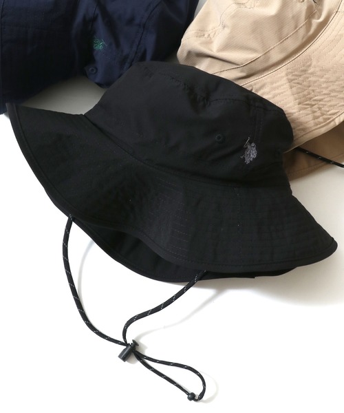 U.S. POLO ASSN.(ユーエスポロアッスン)の「U.S. POLO ASSN./ユーエスポロアッスン UVカット サンシェード付 ロゴ ワンポイント刺繍 アドベンチャーハット/サファリハット/バケットハット/レディース メンズ(ハット・メンズ・ネイビー/ベージュ/ブラック・FREE)」の2枚目の写真