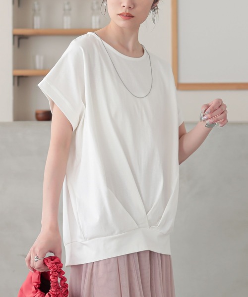 n'OrLABEL(ノアールレーベル)の「【汗じみ防止】裾タックカットソー(Tシャツ/カットソー・レディース・グリーン/ブルー/オフホワイト/杢グレー/ブラック・2/1)」の20枚目の写真