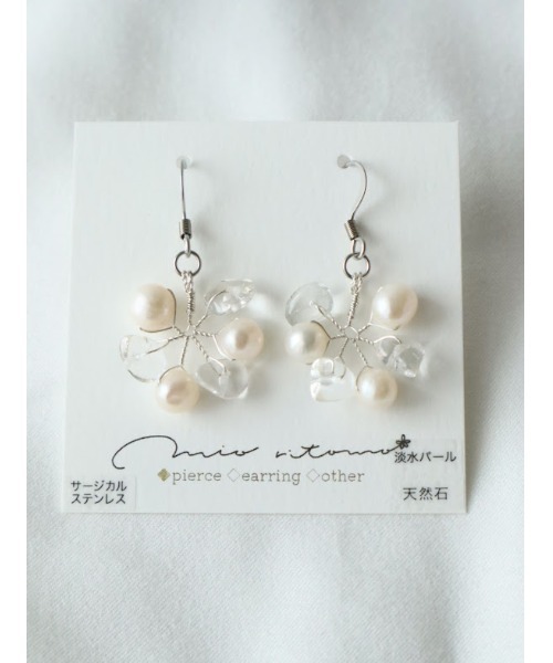 tone(トーン)の「【mio ritomo】淡水パール×天然石 ホイールピアス(MA)(ピアス(両耳用)・レディース・ゴールド/シルバー・FREE)」の2枚目の写真