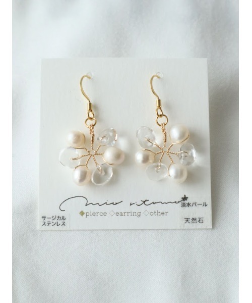 tone(トーン)の「【mio ritomo】淡水パール×天然石 ホイールピアス(MA)(ピアス(両耳用)・レディース・ゴールド/シルバー・FREE)」の1枚目の写真