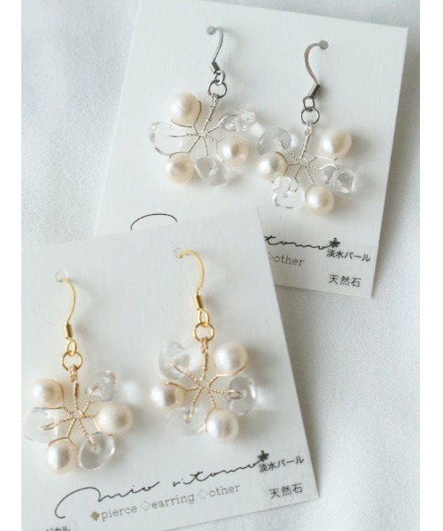 tone(トーン)の「【mio ritomo】淡水パール×天然石 ホイールピアス(MA)(ピアス(両耳用)・レディース・ゴールド/シルバー・FREE)」の3枚目の写真