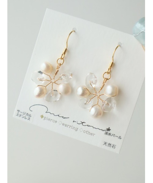 tone(トーン)の「【mio ritomo】淡水パール×天然石 ホイールピアス(MA)(ピアス(両耳用)・レディース・ゴールド/シルバー・FREE)」の6枚目の写真
