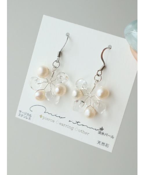 tone(トーン)の「【mio ritomo】淡水パール×天然石 ホイールピアス(MA)(ピアス(両耳用)・レディース・ゴールド/シルバー・FREE)」の7枚目の写真