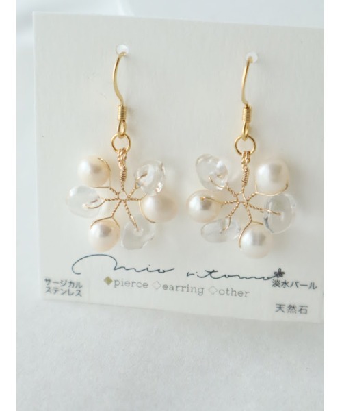 tone(トーン)の「【mio ritomo】淡水パール×天然石 ホイールピアス(MA)(ピアス(両耳用)・レディース・ゴールド/シルバー・FREE)」の10枚目の写真