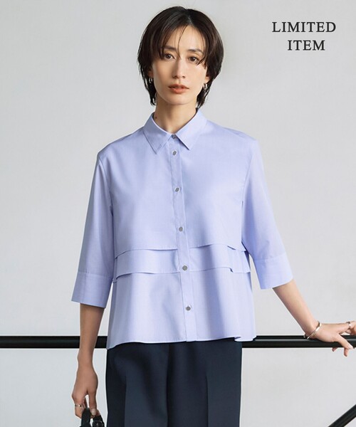ICB(アイシービー)の「クリーンブロード クロップドシャツ(シャツ/ブラウス・レディース・ブラック系1/ブルー系1・42/44/46)」の2枚目の写真