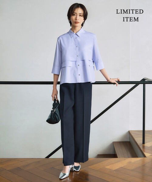 ICB(アイシービー)の「クリーンブロード クロップドシャツ(シャツ/ブラウス・レディース・ブラック系1/ブルー系1・42/44/46)」の3枚目の写真