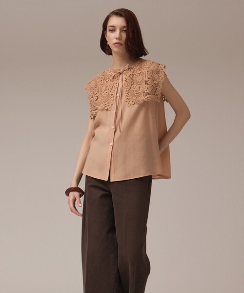 GRACE CONTINENTAL◆長袖ブラウス/36/ポリエステル/BEG/無地/0322241154 レース付ブラウス / GRACE CONTINENTAL | GRACE CONTINENTAL