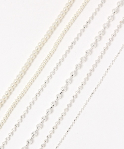 GLOBAL WORK（グローバルワーク）の「アソート三連ネックレス/495430（ネックレス・レディース・シルバー系その他2/シルバー/ホワイト・FREE）」の6枚目の写真