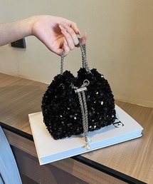 DRESS PLUS（ドレスプラス）の「スパンコール×チェーンが映える巾着バッグ（ショルダーバッグ）」