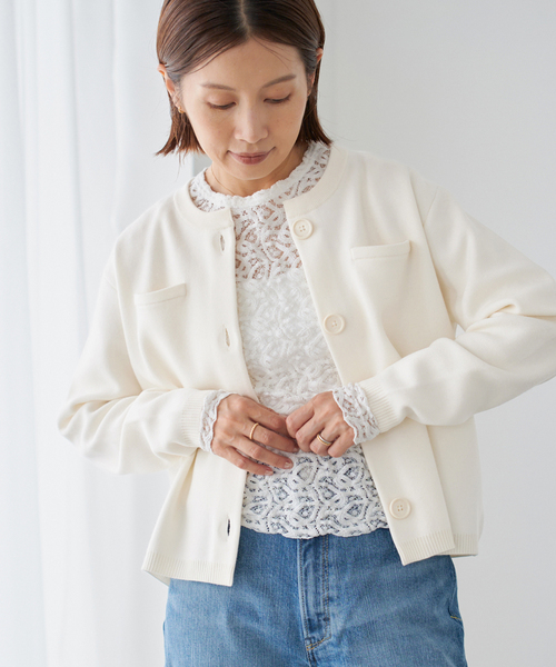 スーパーファインスムースクルーカーディガン（カーディガン