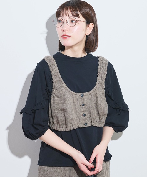 fig London(フィグロンドン)の「●classic LINEN bustier(シャツ/ブラウス・レディース・ダークブラウン/ブラック/グレー・FREE)」の1枚目の写真