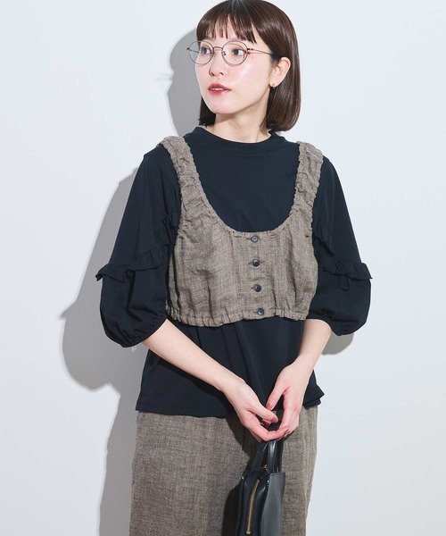 fig London(フィグロンドン)の「●classic LINEN bustier(シャツ/ブラウス・レディース・ダークブラウン/ブラック/グレー・FREE)」の9枚目の写真