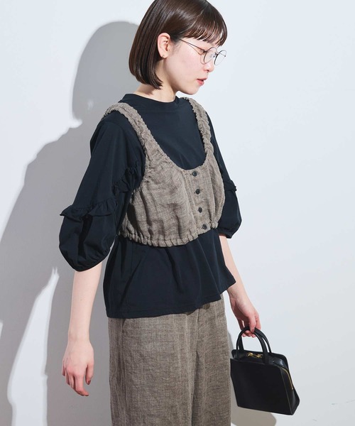 fig London(フィグロンドン)の「●classic LINEN bustier(シャツ/ブラウス・レディース・ダークブラウン/ブラック/グレー・FREE)」の10枚目の写真
