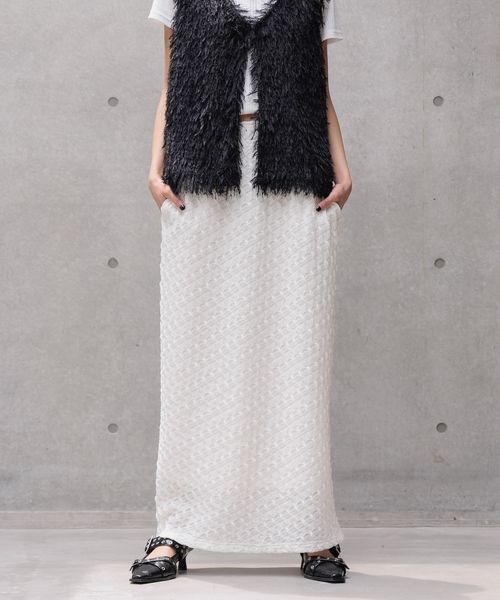 PAGEBOY(ページボーイ)の「ポコポコナロースカート(スカート・レディース・サックスブルー/ブラック/オフホワイト・FREE)」の2枚目の写真