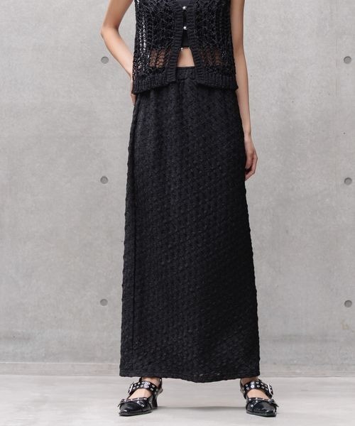 PAGEBOY(ページボーイ)の「ポコポコナロースカート(スカート・レディース・サックスブルー/ブラック/オフホワイト・FREE)」の3枚目の写真