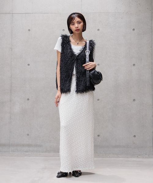 PAGEBOY(ページボーイ)の「ポコポコナロースカート(スカート・レディース・サックスブルー/ブラック/オフホワイト・FREE)」の5枚目の写真