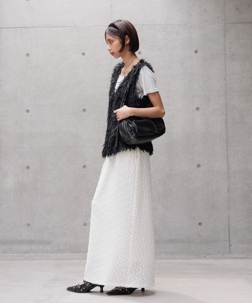 PAGEBOY(ページボーイ)の「ポコポコナロースカート(スカート・レディース・サックスブルー/ブラック/オフホワイト・FREE)」の6枚目の写真