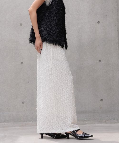 PAGEBOY(ページボーイ)の「ポコポコナロースカート(スカート・レディース・サックスブルー/ブラック/オフホワイト・FREE)」の8枚目の写真