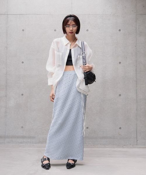 PAGEBOY(ページボーイ)の「ポコポコナロースカート(スカート・レディース・サックスブルー/ブラック/オフホワイト・FREE)」の18枚目の写真