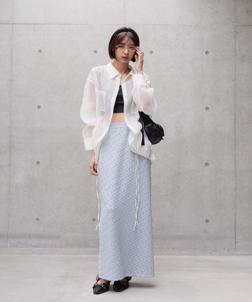 PAGEBOY(ページボーイ)の「ポコポコナロースカート(スカート・レディース・サックスブルー/ブラック/オフホワイト・FREE)」の19枚目の写真