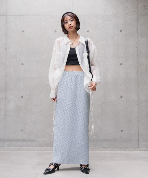 PAGEBOY(ページボーイ)の「ポコポコナロースカート(スカート・レディース・サックスブルー/ブラック/オフホワイト・FREE)」の21枚目の写真