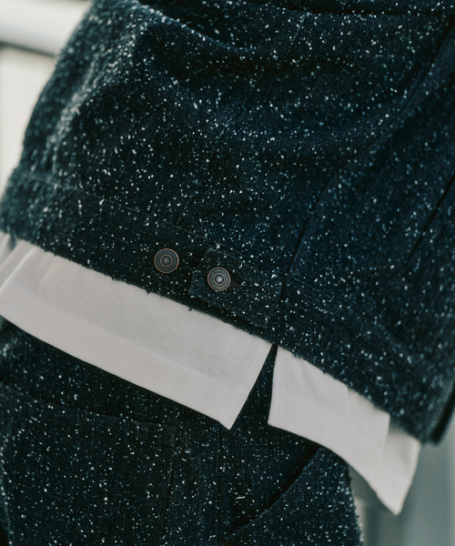 417 EDIFICE(フォーワンセブンエディフィス)の「NEPDENIM / ネップデニム トラッカージャケット(デニムジャケット・メンズ・ブラック/ネイビー・LARGE/MEDIUM)」の7枚目の写真