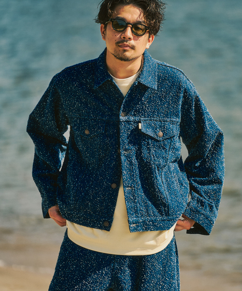 417 EDIFICE(フォーワンセブンエディフィス)の「NEPDENIM / ネップデニム トラッカージャケット(デニムジャケット・メンズ・ブラック/ネイビー・LARGE/MEDIUM)」の12枚目の写真