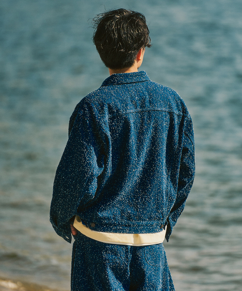 417 EDIFICE(フォーワンセブンエディフィス)の「NEPDENIM / ネップデニム トラッカージャケット(デニムジャケット・メンズ・ブラック/ネイビー・LARGE/MEDIUM)」の13枚目の写真