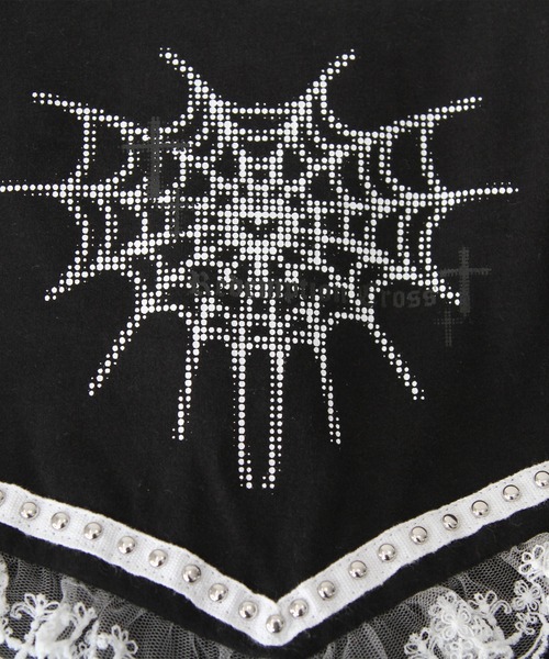 DearMyLove（ディアマイラブ）の「闇セーラー襟十字架スカーフチェーンストライプアームカバートップス（Tシャツ/カットソー・レディース・パープル/ボルドー/ブラック×ホワイト/ブラック・3L/LL/LARGE/MEDIUM）」の6枚目の写真