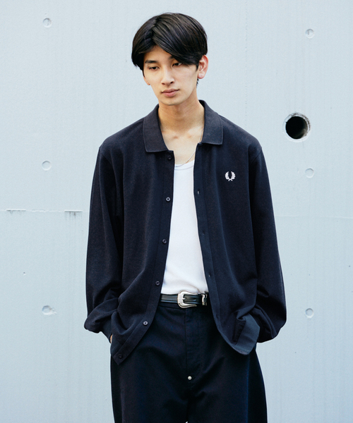 FRED PERRY（フレッドペリー）の「FRED PERRY / フレッドペリー 別注  フル ボタン ピケ ポロシャツ（シャツ/ブラウス・メンズ・サックスブルー/ネイビー・MEDIUM/LARGE）」の7枚目の写真