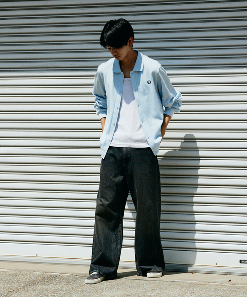 FRED PERRY（フレッドペリー）の「FRED PERRY / フレッドペリー 別注  フル ボタン ピケ ポロシャツ（シャツ/ブラウス・メンズ・サックスブルー/ネイビー・MEDIUM/LARGE）」の13枚目の写真