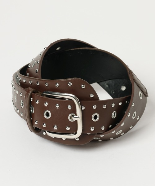 3.3 Field Trip (3.3フィールドトリップ)の「3.3 Field Trip/スタッズツキBIGベルト(ベルト・レディース・ブラック/レオパード/ブラウン・ONE SIZE)」の1枚目の写真