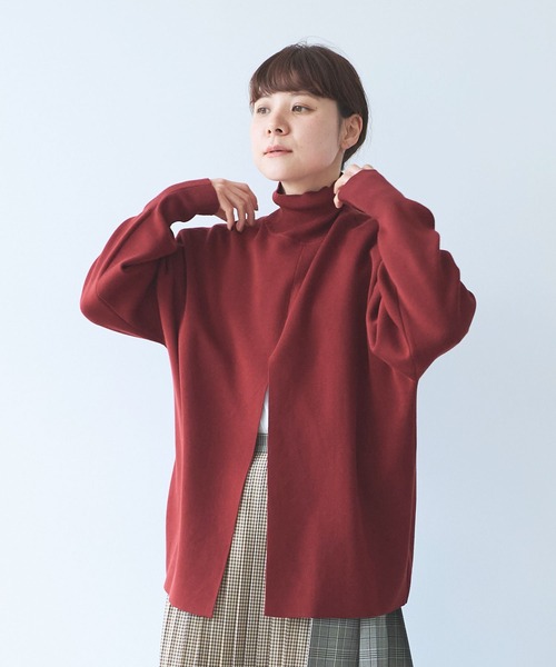 yuni（ユニ　）の「コットンスムース 2way ハイネックニット（ニット/セーター・レディース・ブラウン/サックスブルー/ブラック/ブルー・FREE）」の3枚目の写真