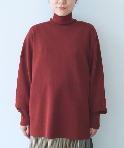 yuni（ユニ　）の「コットンスムース 2way ハイネックニット（ニット/セーター・レディース・ブラウン/サックスブルー/ブラック/ブルー・FREE）」の16枚目の写真