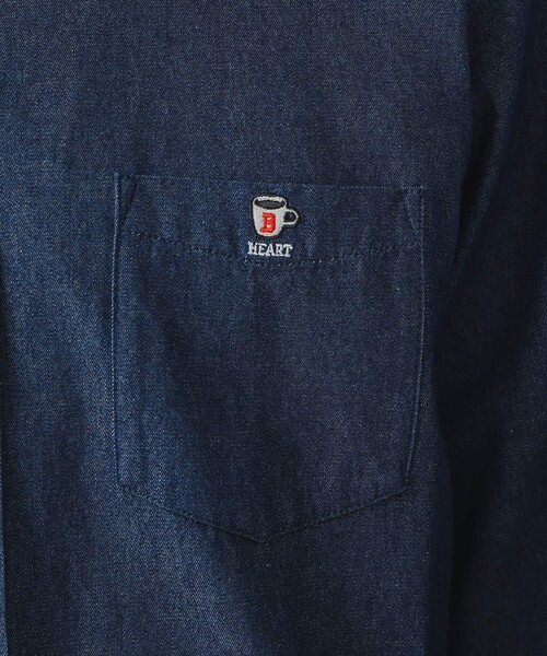 BEAMS HEART(ビームスハート)の「コーヒー刺繍 デニム シャツ(シャツ/ブラウス・メンズ・インディゴブルー/ブラック・S/M/L/XL)」の11枚目の写真